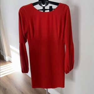 Dress the Population Vibrant Orange Long Sleeve Cocktail Dress